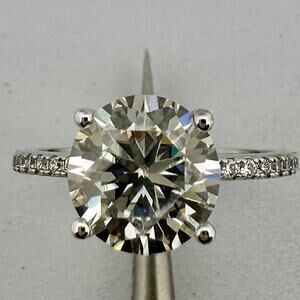 Moissanite Diamond Engagement Ring 2 Ct Brilliant 18K Finish GRA Size 8